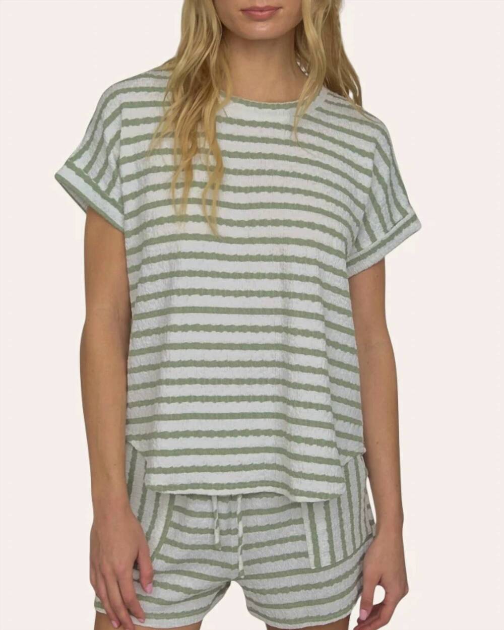 NEW BLU PEPPER textured knit set in olive